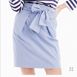 J. Crew Wrap-around tie skirt in shirting stripes